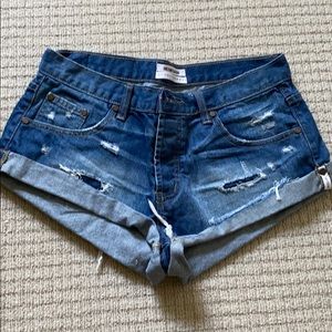ONE x ONETEASPOON Blue bandits jeans shorts